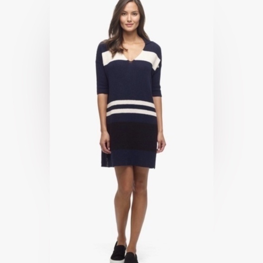 James Perse Navy and Cream Knit Dress